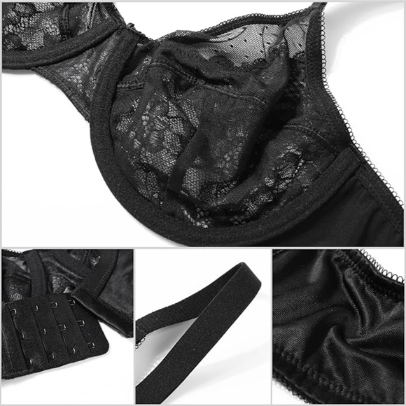 Women’s Full Coverage Minimizer Lace Unlined Underwire Bra - Picture 3 of 8